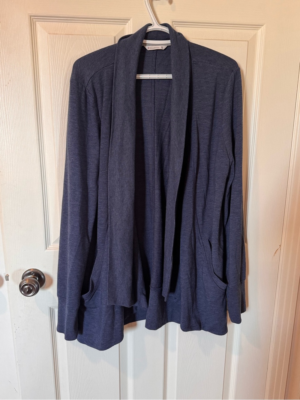 Shambhala Blue Open Front Long Cardigan Size XL